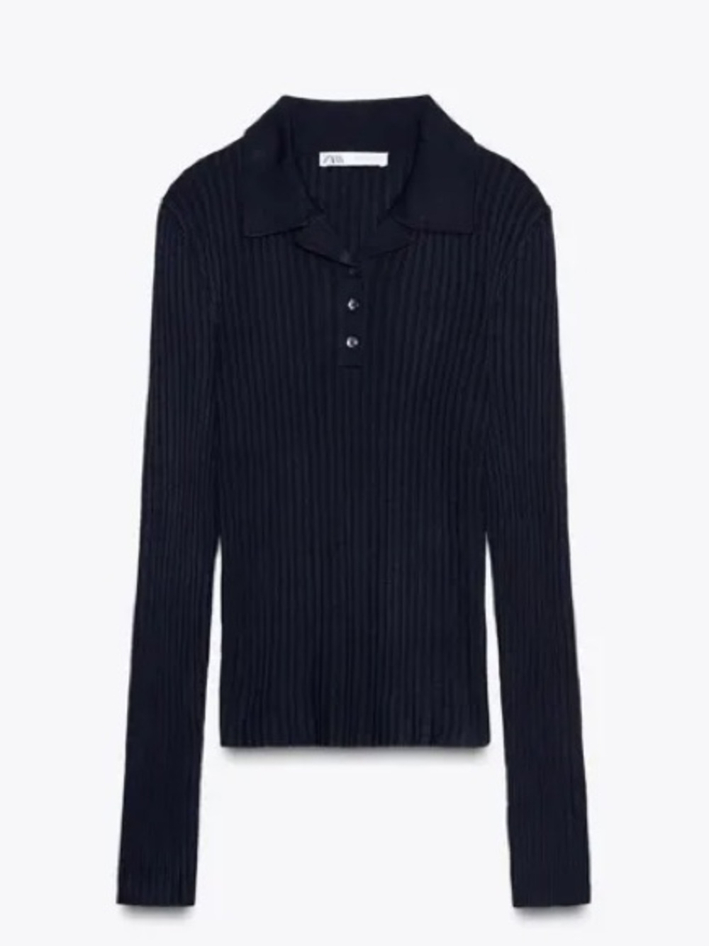 NWT Zara navy long sleeve polo top
